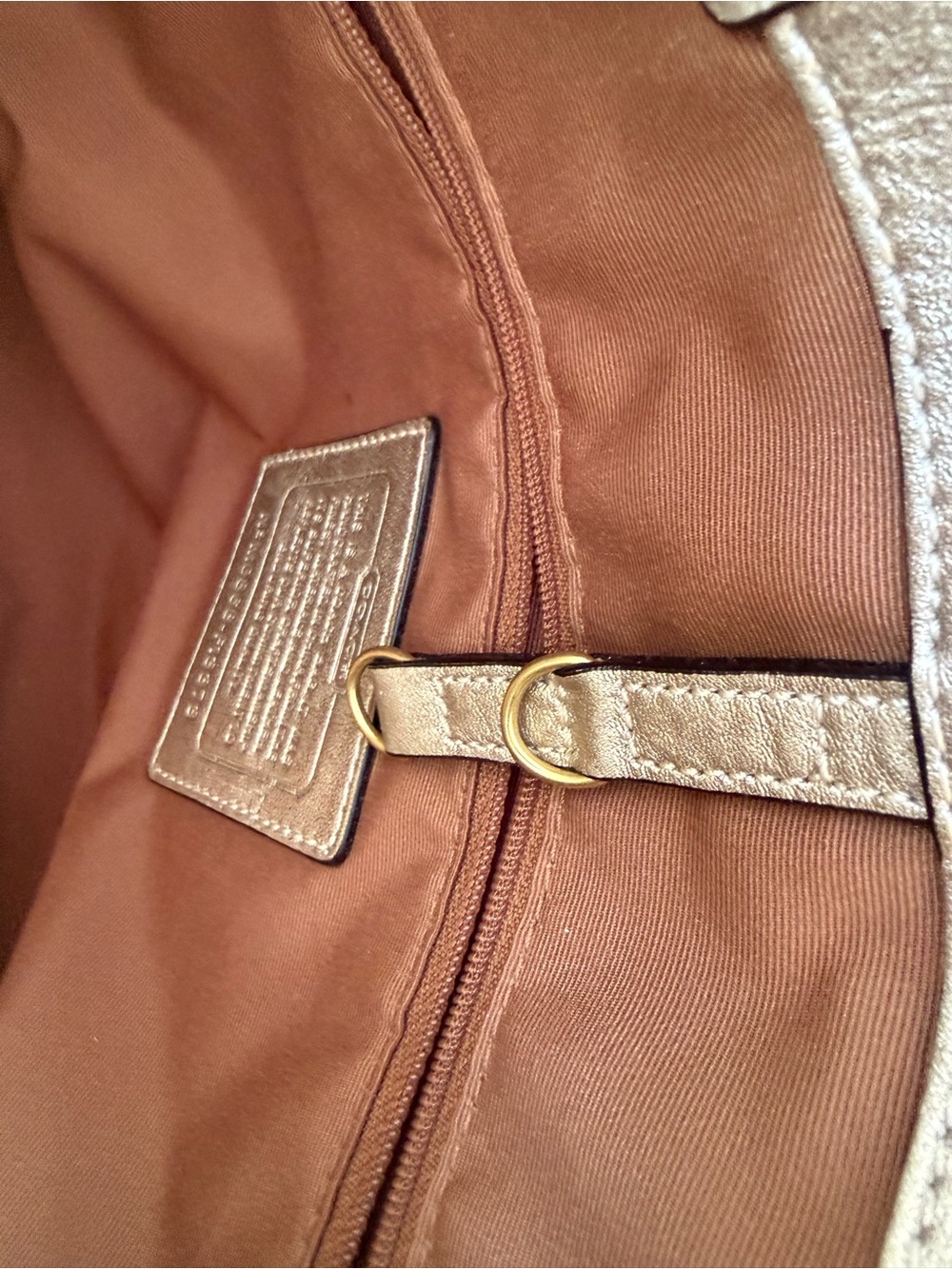 Coach Straw Tote with Metallic Leather Trim and Floral Accent - Picture 8 of 9